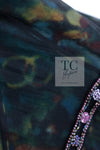 CHANEL 97A Black Green Watercolour Beaded Dress 34 36 シャネル ブラック グリーン CC ロゴ ビーズ装飾 ワンピース
