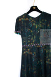 CHANEL 97A Black Green Watercolour Beaded Dress 34 36 シャネル ブラック グリーン CC ロゴ ビーズ装飾 ワンピース