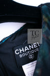 CHANEL 97A Black Green Watercolour Beaded Dress 34 36 シャネル ブラック グリーン CC ロゴ ビーズ装飾 ワンピース