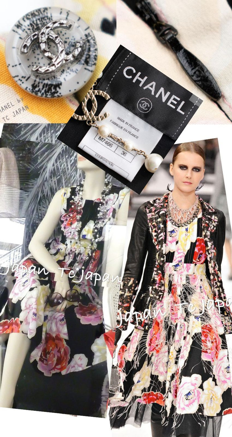 CHANEL 11S Black Flower Camellia Silk Dress 36 シャネル ブラック 花柄 フラワー カメリア シルク ワンピース 即発