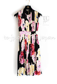 CHANEL 11S Black Flower Camellia Silk Dress 36 シャネル ブラック 花柄 フラワー カメリア シルク ワンピース 即発