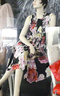 CHANEL 11S Black Flower Camellia Silk Dress 36 シャネル ブラック 花柄 フラワー カメリア シルク ワンピース 即発