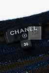 CHANEL 20C Olive Green Navy Striped Cashmere Knit Dress 40 シャネル オリーブ グリーン ネイビー ボーダー カシミア ニット ワンピース 即発