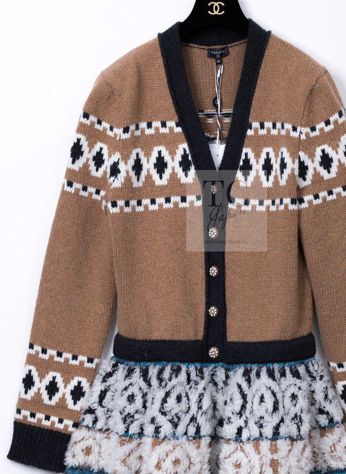 シャネル ワンピース CHANEL 19A カシミヤ ウール スパンコール ニット
