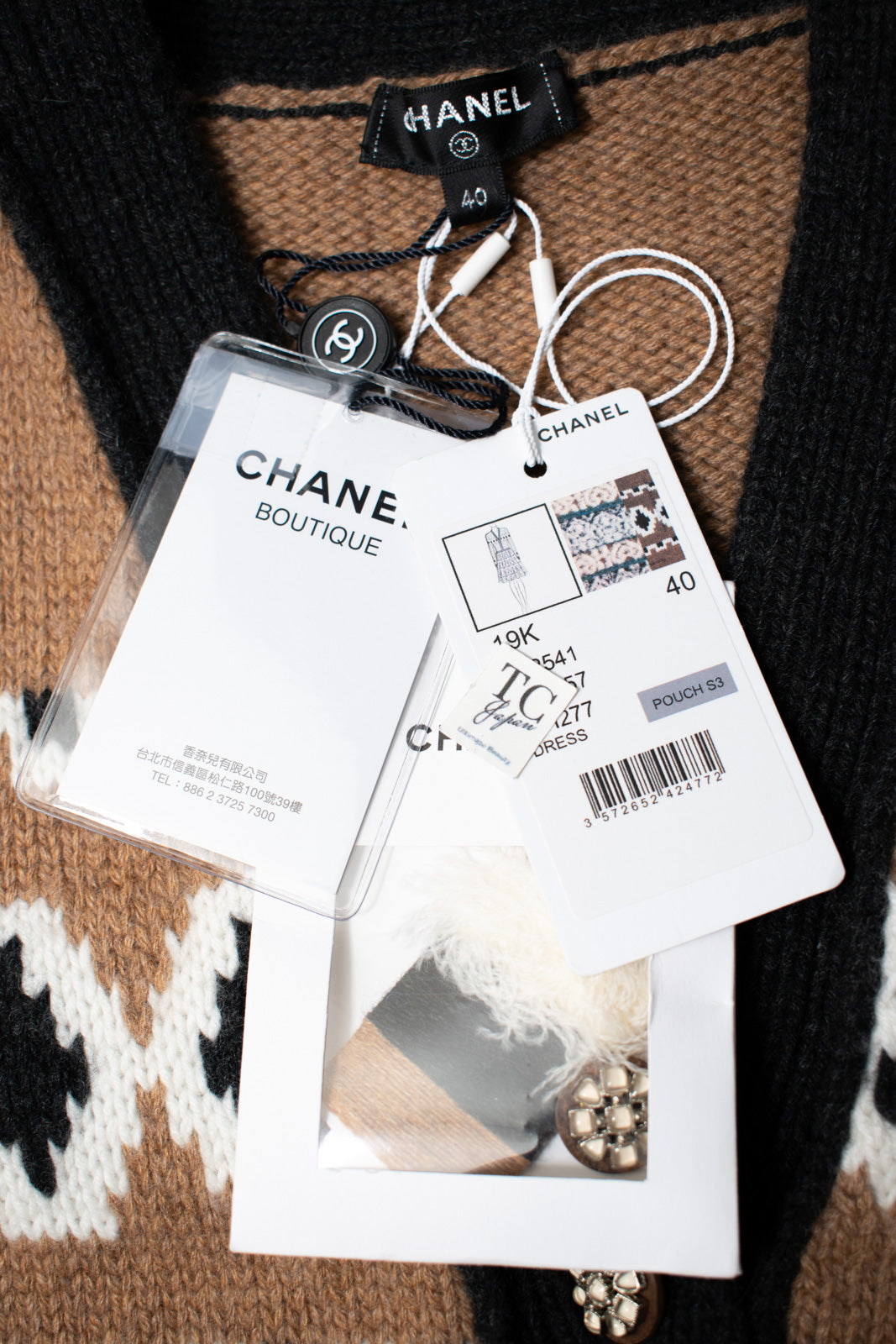 CHANEL 19A Cashmere Wool Sequin Knit Thick Dress 40 シャネル カシミア ウール スパンコール ストレッチ ざっくり ニット ワンピース 即発