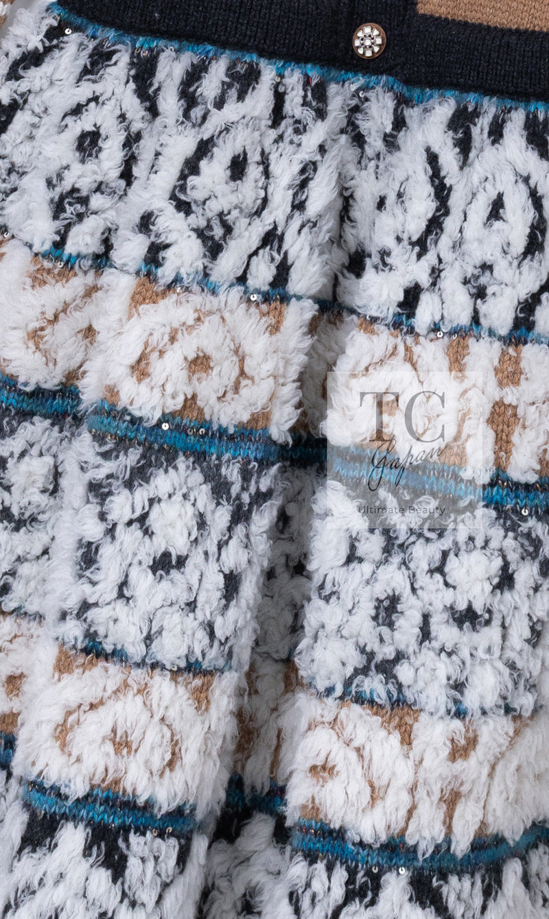 CHANEL 19A Cashmere Wool Sequin Knit Thick Dress 40 シャネル カシミア ウール スパンコール ストレッチ ざっくり ニット ワンピース 即発