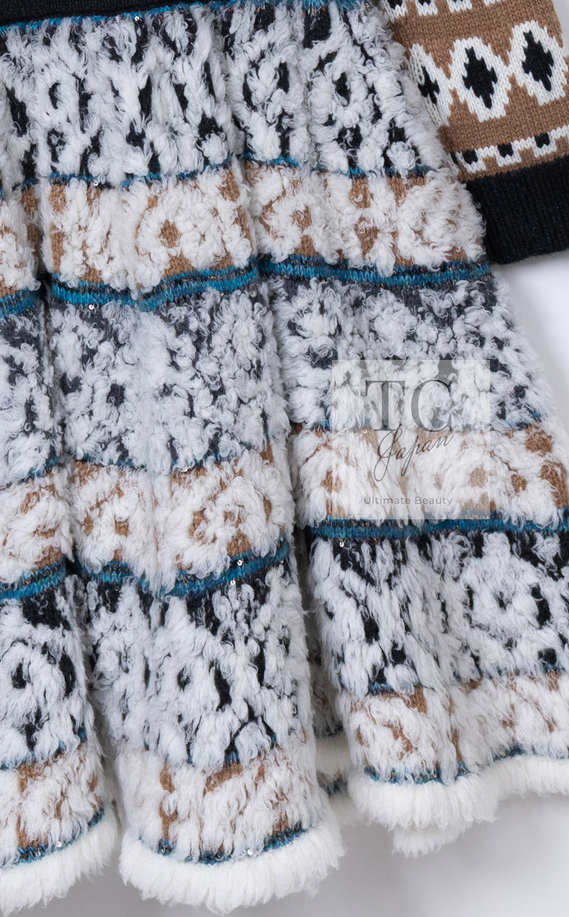 CHANEL 19A Cashmere Wool Sequin Knit Thick Dress 40 シャネル カシミア ウール スパンコール ストレッチ ざっくり ニット ワンピース 即発