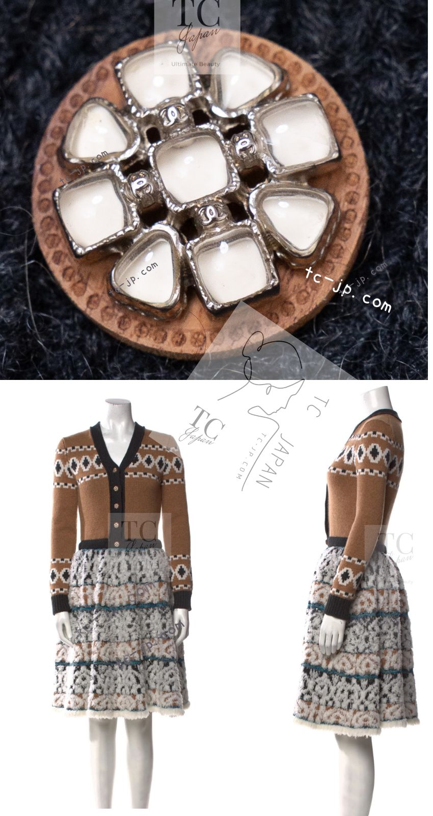 シャネル ワンピース CHANEL 19A カシミヤ ウール スパンコール ニット
