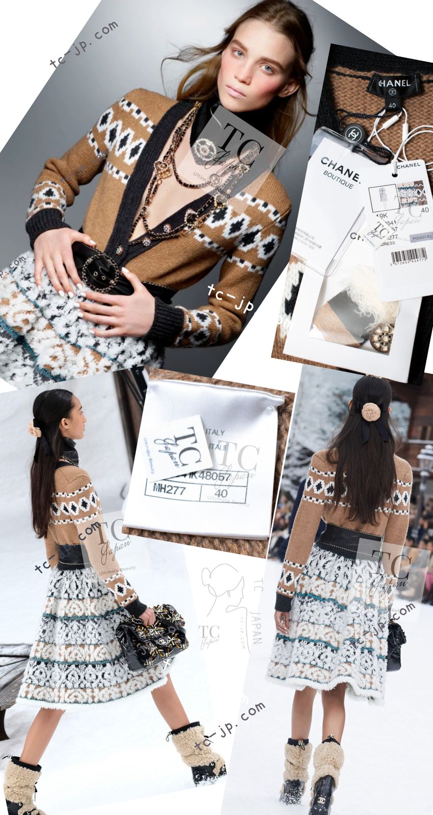 CHANEL 19A Cashmere Wool Sequin Knit Thick Dress 40 シャネル カシミア ウール スパンコール ストレッチ ざっくり ニット ワンピース 即発