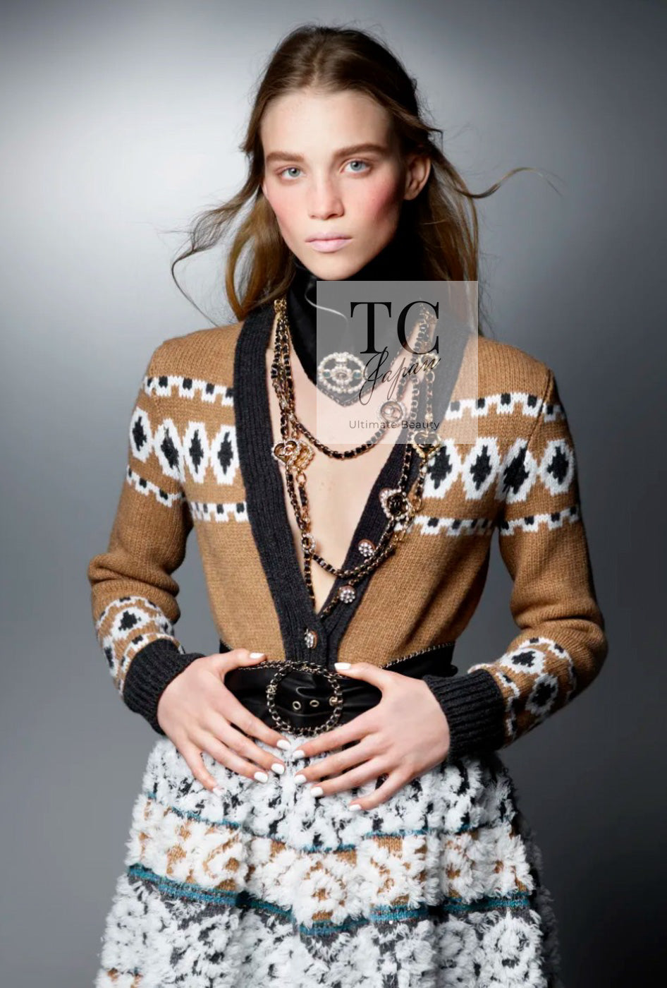 CHANEL 19A Cashmere Wool Sequin Knit Thick Dress 40 シャネル カシミア ウール スパンコール ストレッチ ざっくり ニット ワンピース 即発