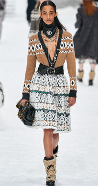 CHANEL 19A Cashmere Wool Sequin Knit Thick Dress 40 シャネル カシミア ウール スパンコール ストレッチ ざっくり ニット ワンピース 即発