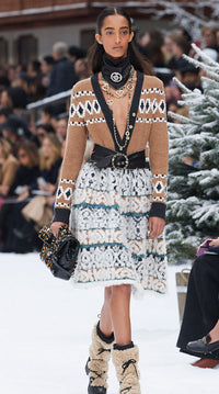CHANEL 19A Cashmere Wool Sequin Knit Thick Dress 40 シャネル カシミア ウール スパンコール ストレッチ ざっくり ニット ワンピース 即発