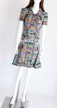 CHANEL 15S Multicolor Keira Knightley CC Logo Tweed Dress 38 シャネル マルチカラー キーラナイトレイ着 ツイード ワンピース 即発