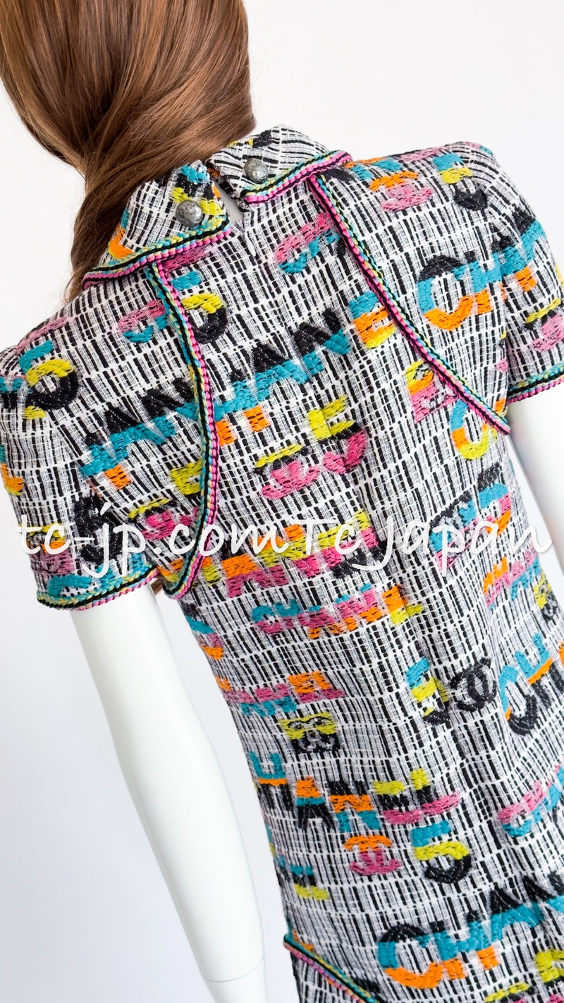 CHANEL 15S Multicolor Keira Knightley CC Logo Tweed Dress 38 シャネル マルチカラー キーラナイトレイ着 ツイード ワンピース 即発