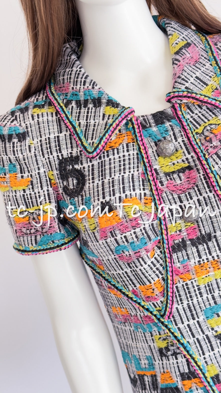CHANEL 15S Multicolor Keira Knightley CC Logo Tweed Dress 38 シャネル マルチカラー キーラナイトレイ着 ツイード ワンピース 即発