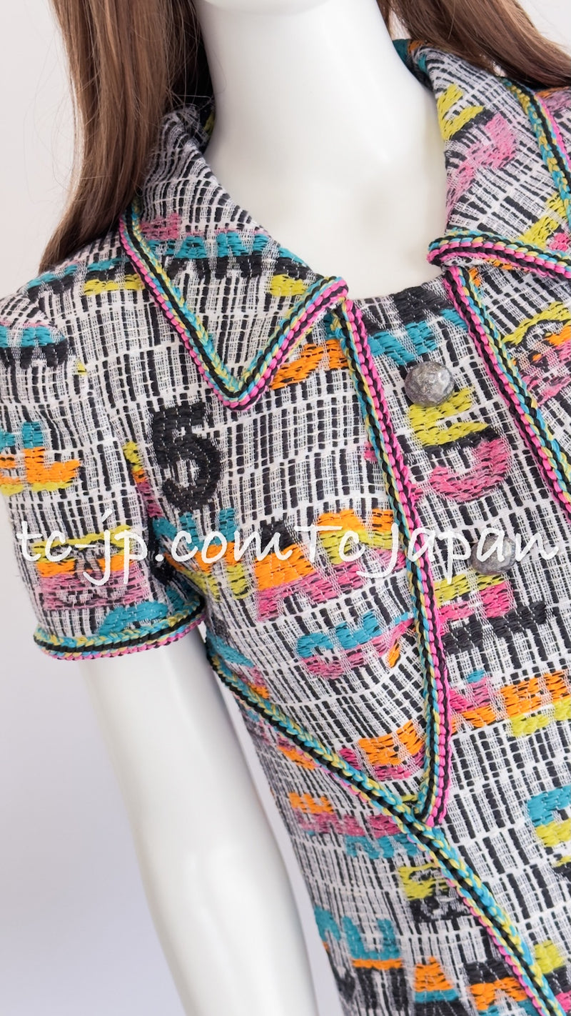 CHANEL 15S Multicolor Keira Knightley CC Logo Tweed Dress 38 シャネル マルチカラー キーラナイトレイ着 ツイード ワンピース 即発