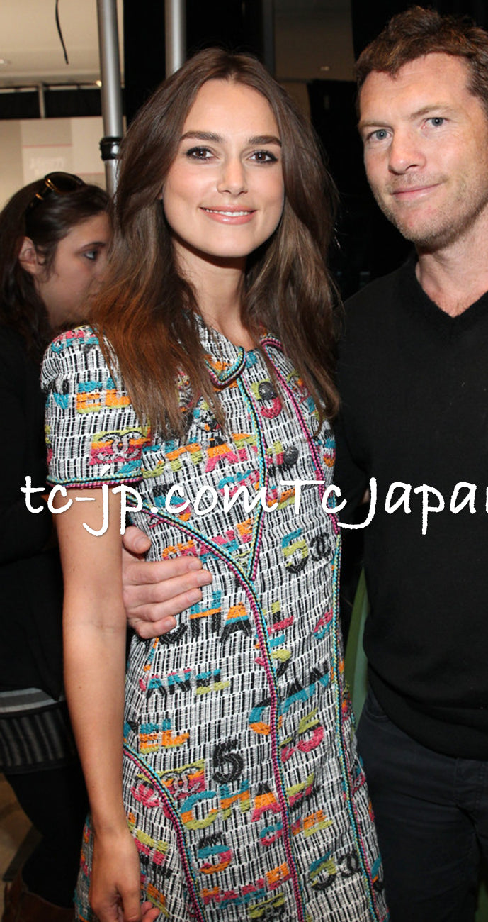 CHANEL 15S Multicolor Keira Knightley CC Logo Tweed Dress 38 シャネル マルチカラー キーラナイトレイ着 ツイード ワンピース 即発
