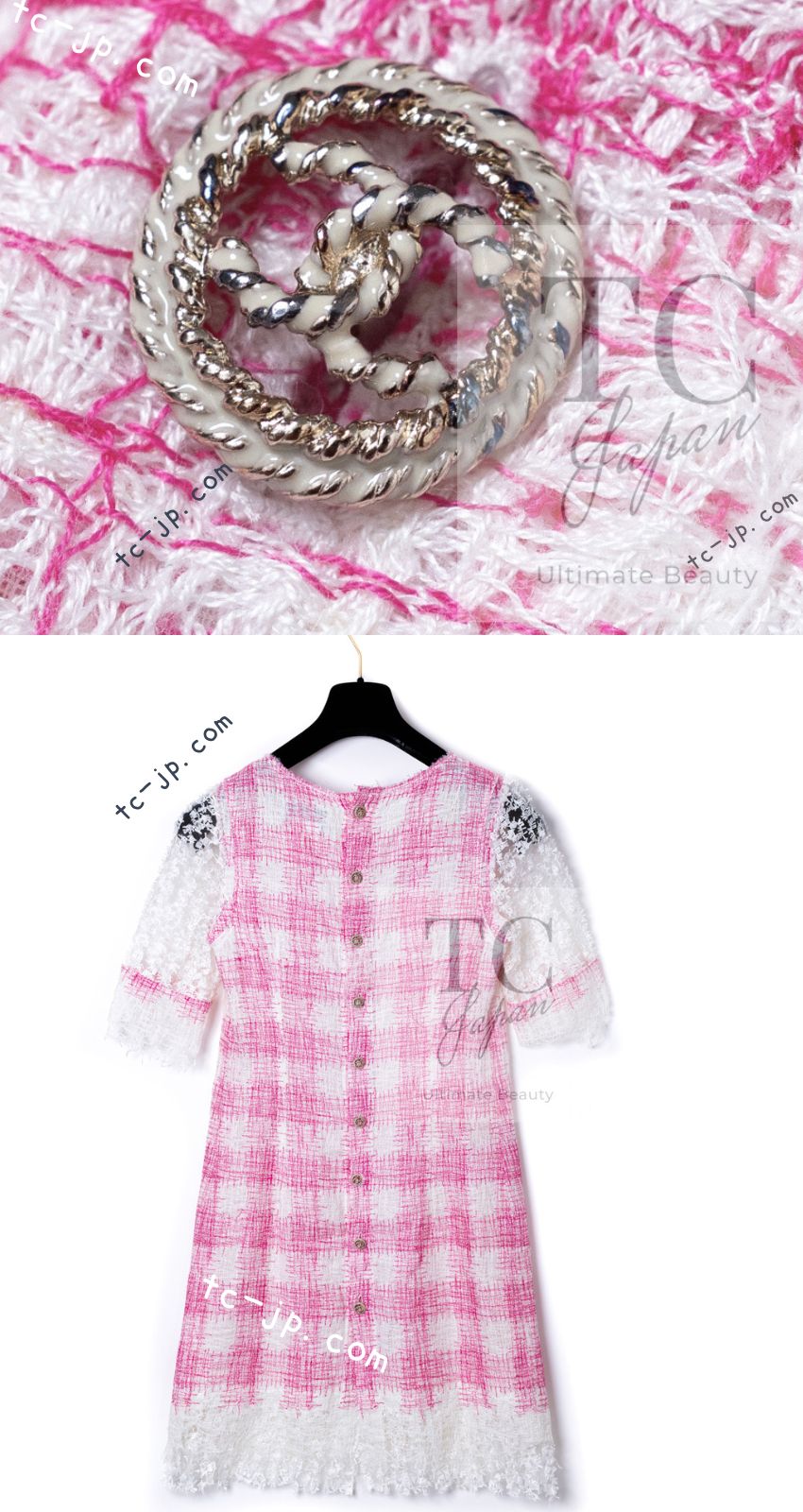 CHANEL 11C Barbie Pink White Cotton Summer Dress 38 シャネル バービー ピンク ホワイト コットン サマー ワンピース 即発