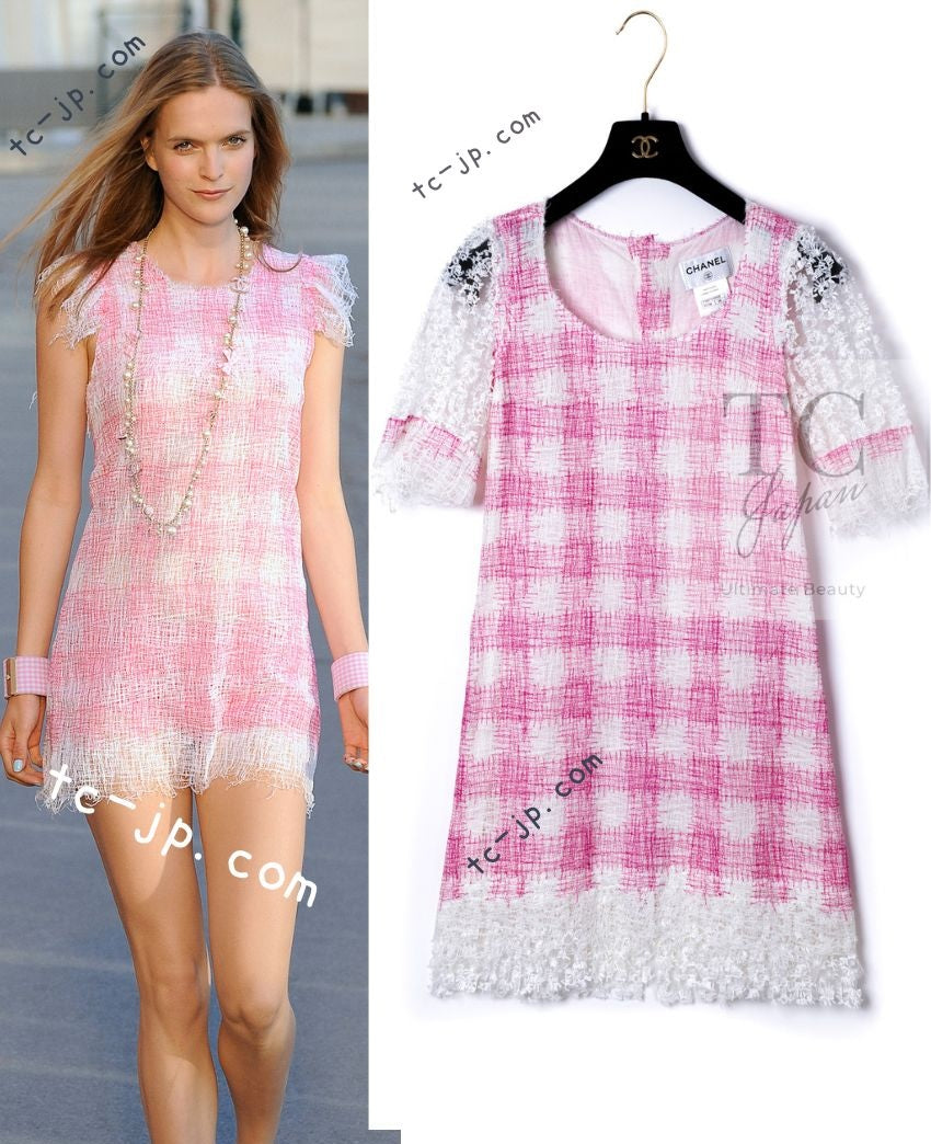 シャネル ワンピース CHANEL バービー ピンク ホワイト コットン