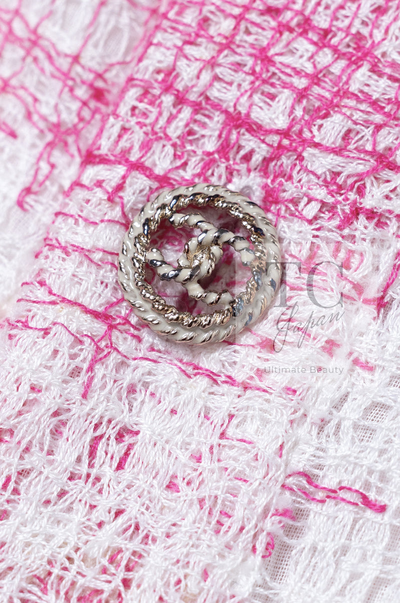 CHANEL 11C Barbie Pink White Cotton Summer Dress 38 シャネル バービー ピンク ホワイト コットン サマー ワンピース 即発