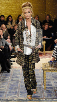 CHANEL 11PF Black Gold Metallic Gripoix Cashmere Wool Knit Dress 36 シャネル ブラック ゴールド メタリック グリポワ カシミア ウール ニット ワンピース 即発