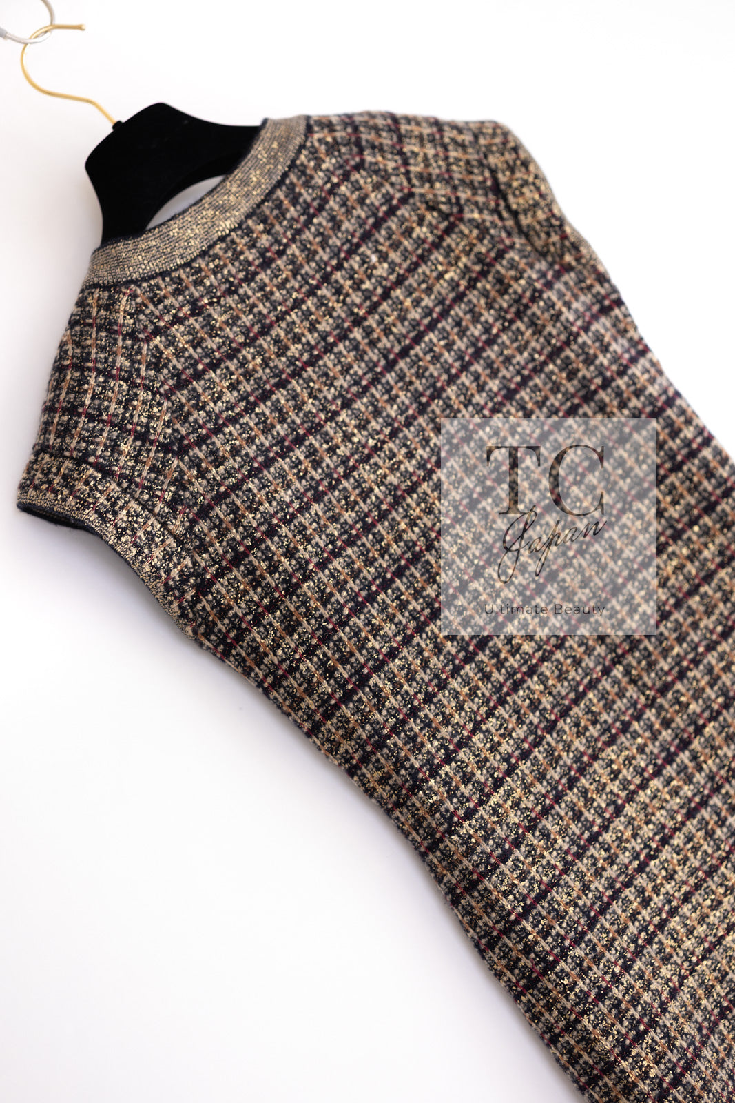 CHANEL 11PF Black Gold Metallic Cashmere Wool Knit Dress 36 シャネル ブラック ゴールド メタリック カシミア ウール ニット ワンピース 即発