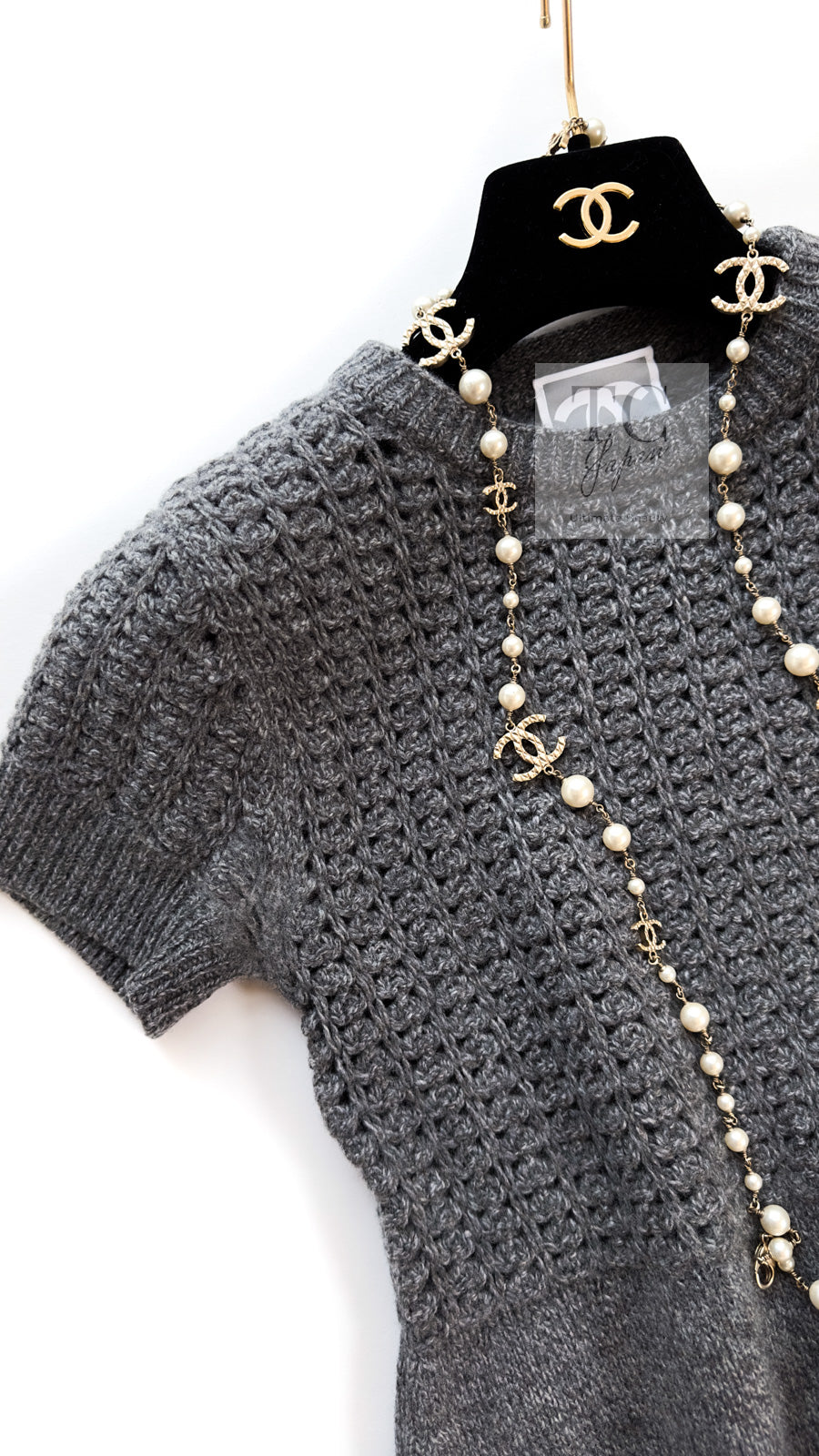 CHANEL 09A Gray Wool Cashmere CC Logo Knit Dress 34 シャネル グレー ウール カシミア CC ロゴ ココマーク ニット ワンピース 即発