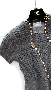 CHANEL 09A Gray Wool Cashmere CC Logo Knit Dress 34 シャネル グレー ウール カシミア CC ロゴ ココマーク ニット ワンピース 即発