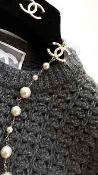 CHANEL 09A Gray Wool Cashmere CC Logo Knit Dress 34 シャネル グレー ウール カシミア CC ロゴ ココマーク ニット ワンピース 即発
