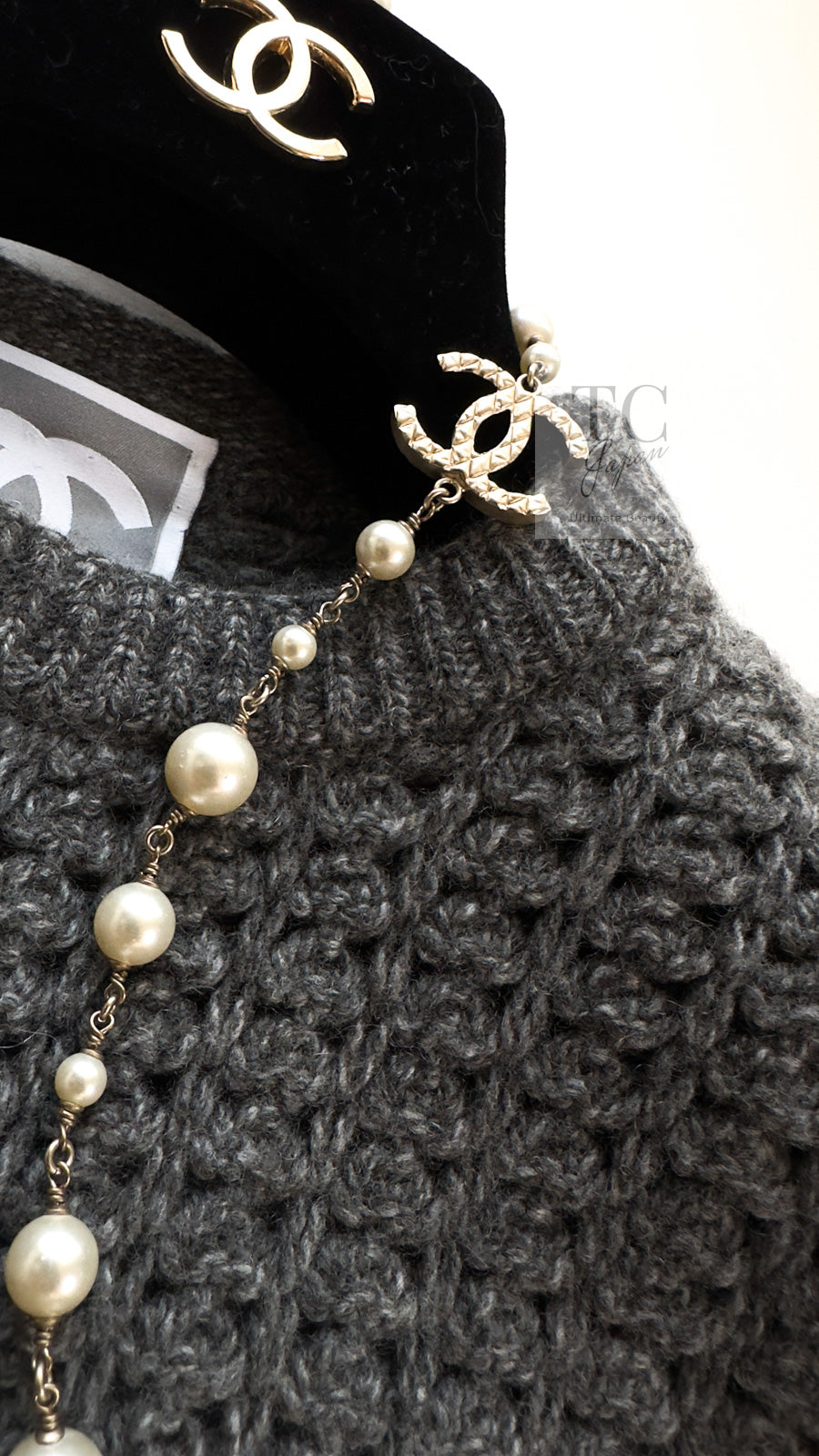 CHANEL 09A Gray Wool Cashmere CC Logo Knit Dress 34 シャネル グレー ウール カシミア CC ロゴ ココマーク ニット ワンピース 即発