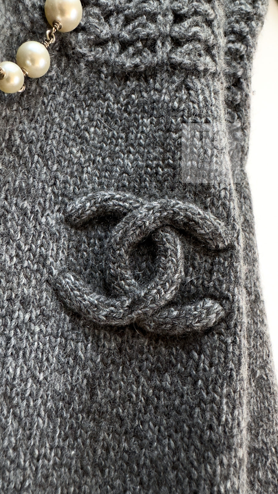シャネル ワンピース CHANEL 09A グレー ウール カシミヤ CC ロゴ