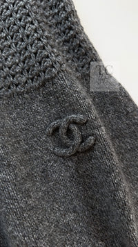 CHANEL 09A Gray Wool Cashmere CC Logo Knit Dress 34 シャネル グレー ウール カシミア CC ロゴ ココマーク ニット ワンピース 即発