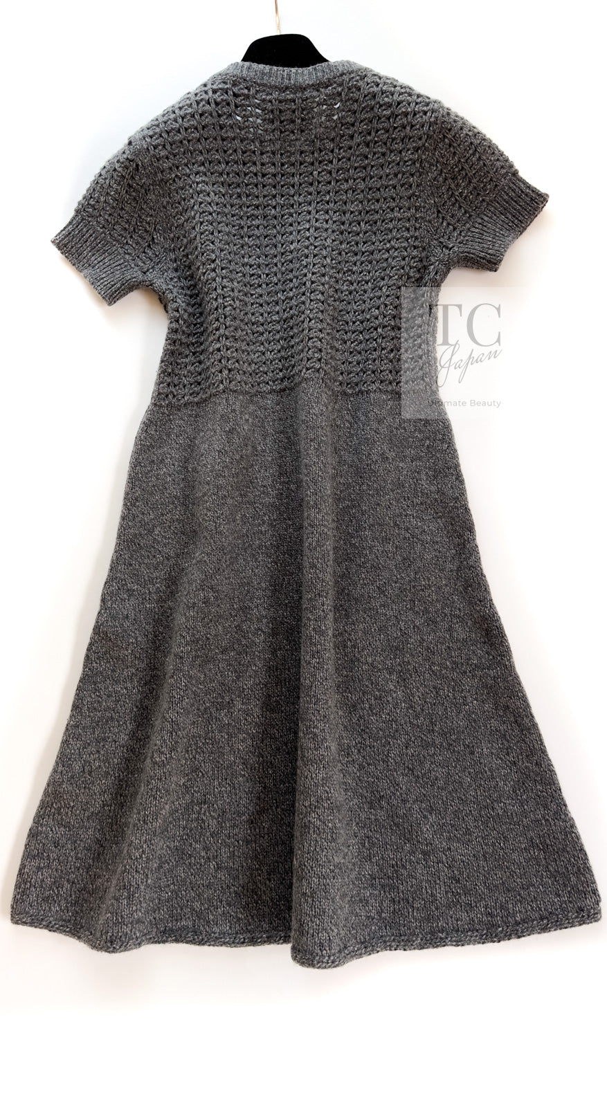 CHANEL 09A Gray Wool Cashmere CC Logo Knit Dress 34 シャネル グレー ウール カシミア CC ロゴ ココマーク ニット ワンピース 即発