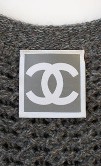 CHANEL 09A Gray Wool Cashmere CC Logo Knit Dress 34 42 シャネル グレー ウール カシミア CC ロゴ ココマーク ニット ワンピース