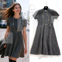 CHANEL 09A Gray Wool Cashmere CC Logo Knit Dress 34 シャネル グレー ウール カシミア CC ロゴ ココマーク ニット ワンピース 即発