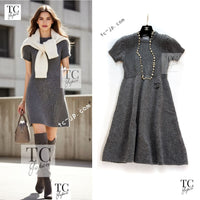 CHANEL 09A Gray Wool Cashmere CC Logo Knit Dress 34 42 シャネル グレー ウール カシミア CC ロゴ ココマーク ニット ワンピース