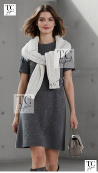 CHANEL 09A Gray Wool Cashmere CC Logo Knit Dress 34 42 シャネル グレー ウール カシミア CC ロゴ ココマーク ニット ワンピース