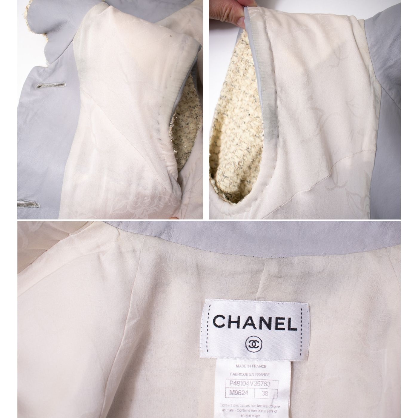 CHANEL 14S Creme Beige Sleeveless Cotton Tweed Dress 38 シャネル クリーム ベージュ ノースリーブ コットン ツイード ワンピース 即発