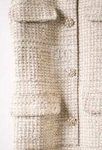 CHANEL 14S Creme Beige Sleeveless Cotton Tweed Dress 38 シャネル クリーム ベージュ ノースリーブ コットン ツイード ワンピース 即発