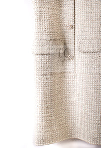 CHANEL 14S Creme Beige Sleeveless Cotton Tweed Dress 38 シャネル クリーム ベージュ ノースリーブ コットン ツイード ワンピース 即発