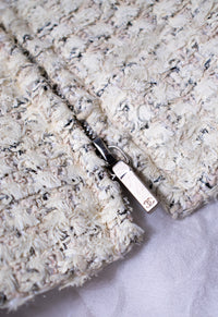 CHANEL 14S Creme Beige Sleeveless Cotton Tweed Dress 38 シャネル クリーム ベージュ ノースリーブ コットン ツイード ワンピース 即発