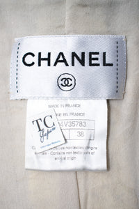 CHANEL 14S Creme Beige Sleeveless Cotton Tweed Dress 38 シャネル クリーム ベージュ ノースリーブ コットン ツイード ワンピース 即発