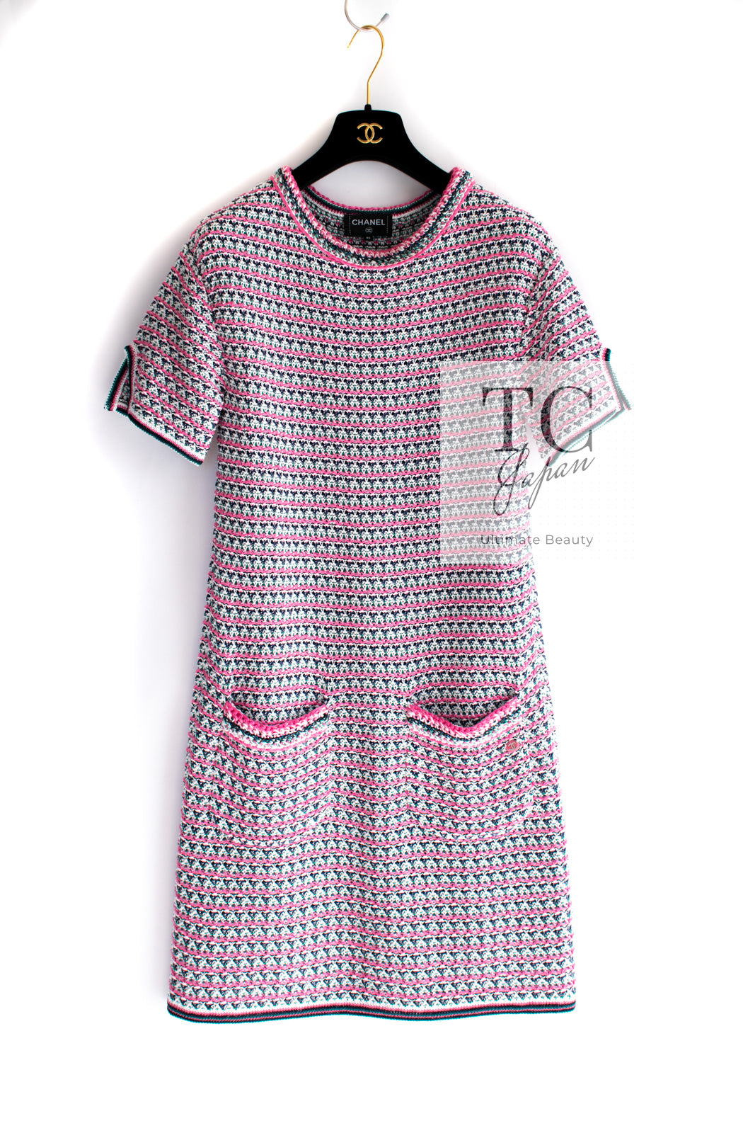 CHANEL Dress 17S Pink Cotton Blend Knit Stretch 40 for Customers in the United States | Authentic CHANEL