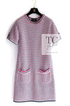 CHANEL 17S Pink Multi Cotton Blend Knit Stretch Dress 40 シャネル ピンク マルチ コットン ブレンド ニット ストレッチ ワンピース 即発