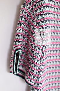 CHANEL 17S Pink Multi Cotton Blend Knit Stretch Dress 40 シャネル ピンク マルチ コットン ブレンド ニット ストレッチ ワンピース 即発