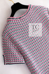 CHANEL 17S Pink Multi Cotton Blend Knit Stretch Dress 40 シャネル ピンク マルチ コットン ブレンド ニット ストレッチ ワンピース 即発