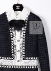 CHANEL 16PF Dark Navy Ivory Fantasy Tweed Lace Dress 34 36 シャネル ダーク ネイビー アイボリー ファンタジー ツイード レース ワンピース 即発