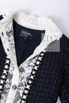 CHANEL 16PF Dark Navy Ivory Fantasy Tweed Lace Dress 34 36 シャネル ダーク ネイビー アイボリー ファンタジー ツイード レース ワンピース 即発