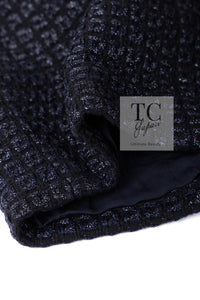 CHANEL 16PF Dark Navy Ivory Fantasy Tweed Lace Dress 34 36 シャネル ダーク ネイビー アイボリー ファンタジー ツイード レース ワンピース 即発