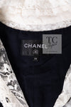 CHANEL 16PF Dark Navy Ivory Fantasy Tweed Lace Dress 34 36 シャネル ダーク ネイビー アイボリー ファンタジー ツイード レース ワンピース 即発